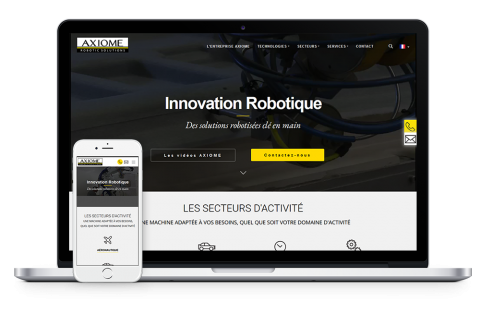 Site internet axiome - écran de bureau et smartphone