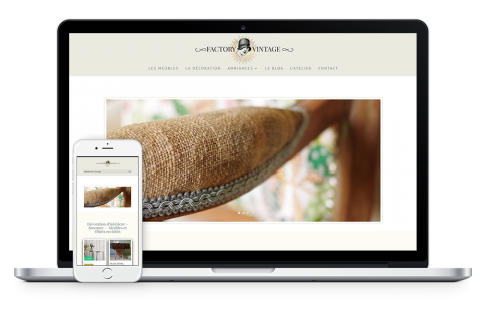 site internet Factory Vintage - smartphone et écran de bureau