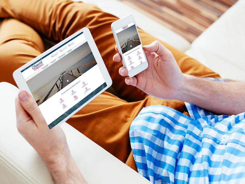 Site internet Objectif Séjours - tablette et smartphone