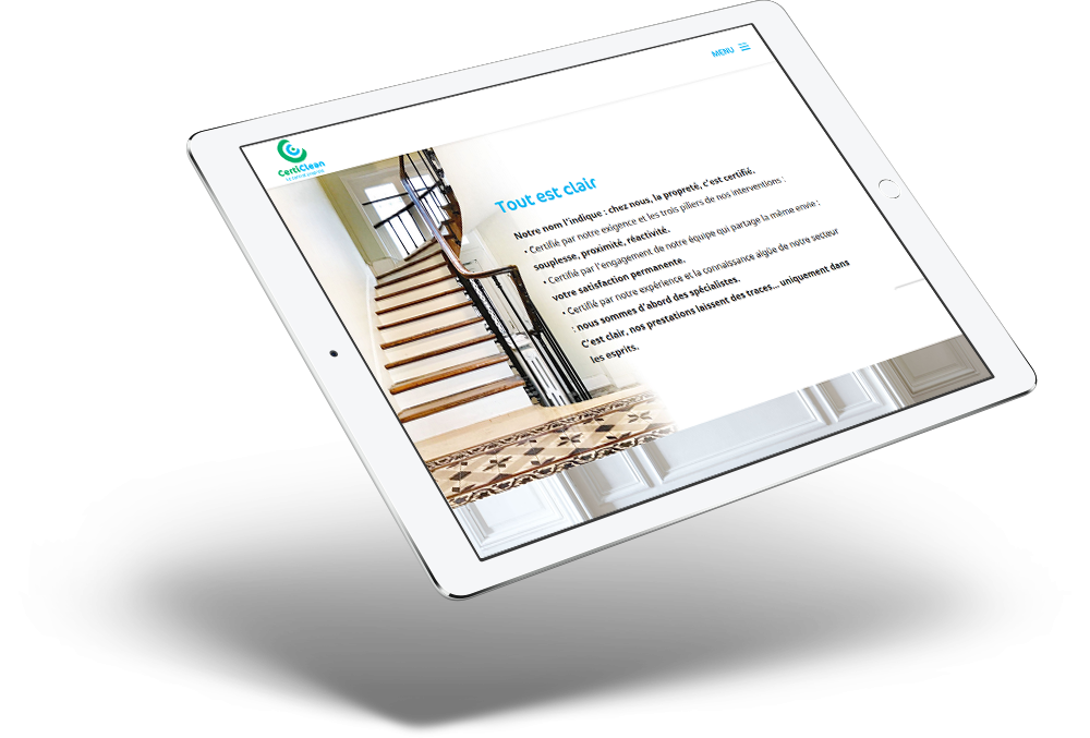 Site internet Certiclean - tablette
