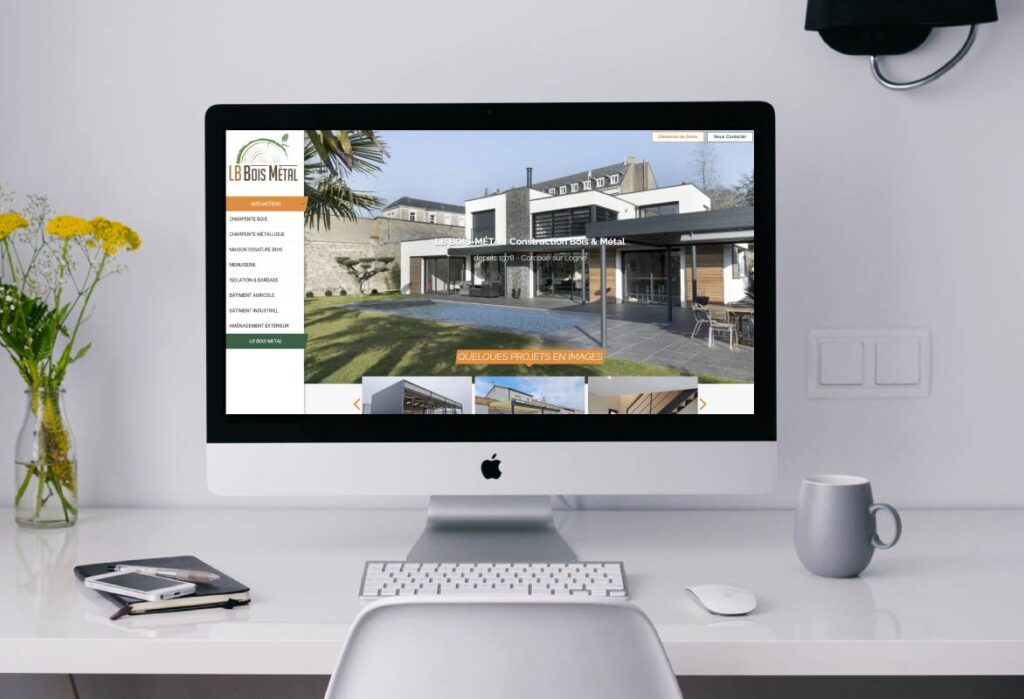 Écran de bureau présentant le site internet d’artisan LB Bois Métal