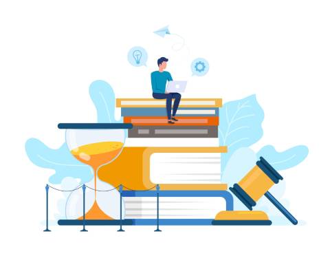 Illustration homme assis sur des livres