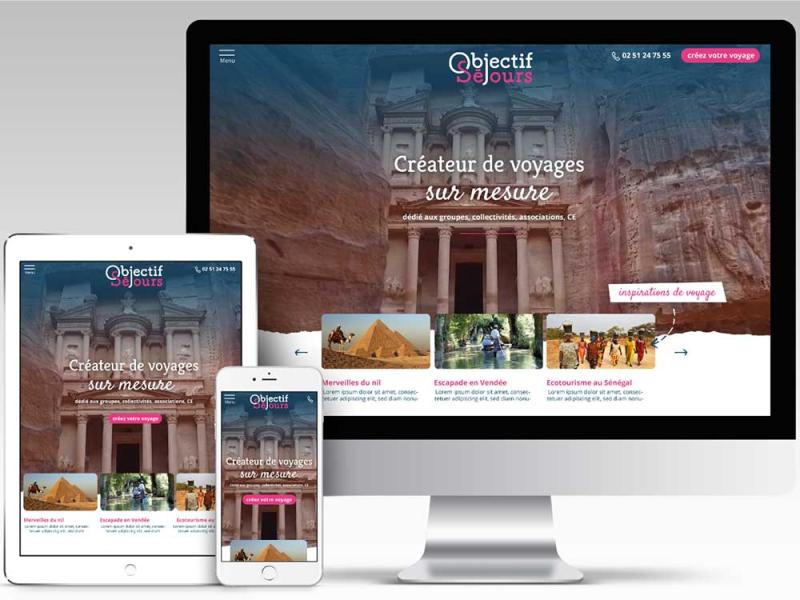 Site internet objectif séjours sur 3 écrans
