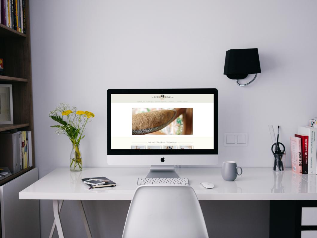 Création de boutique en ligne Factory Vintage, écran avec la page d'accueil du site