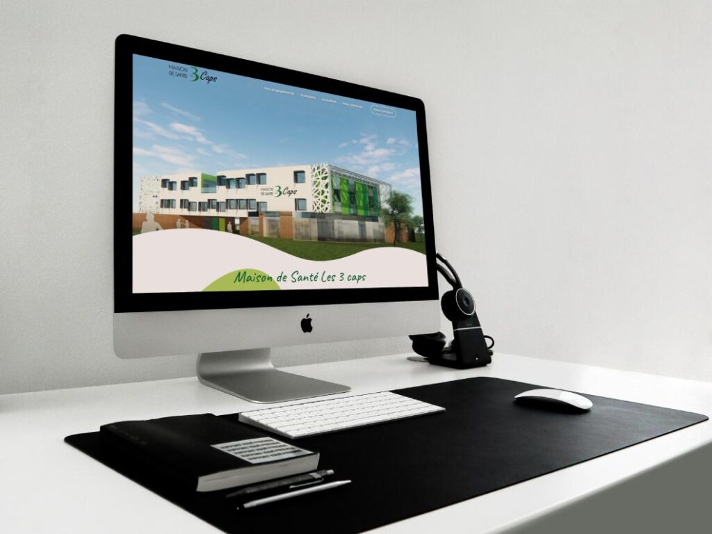 Création de site internet vitrine de la Maison de santé les 3 caps aux Les Sables-d'Olonne, la page d'accueil du site sur écran de bureau